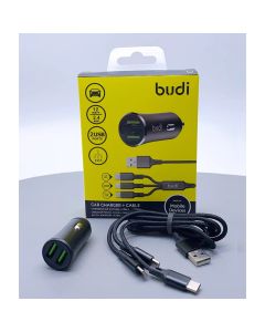 budi-3-in-1-cable-with-2-4a-12w-car-charger-black