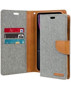 Goospery Canvas Book Case For iPhone Xs Max - Grey