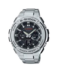 Casio G Steel Solar World Time Stainless Steel Mens Watch - Silver